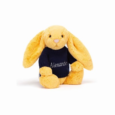 Jellycat Bashful Sunshine Conejo with Navy Jumper | LERB-92803